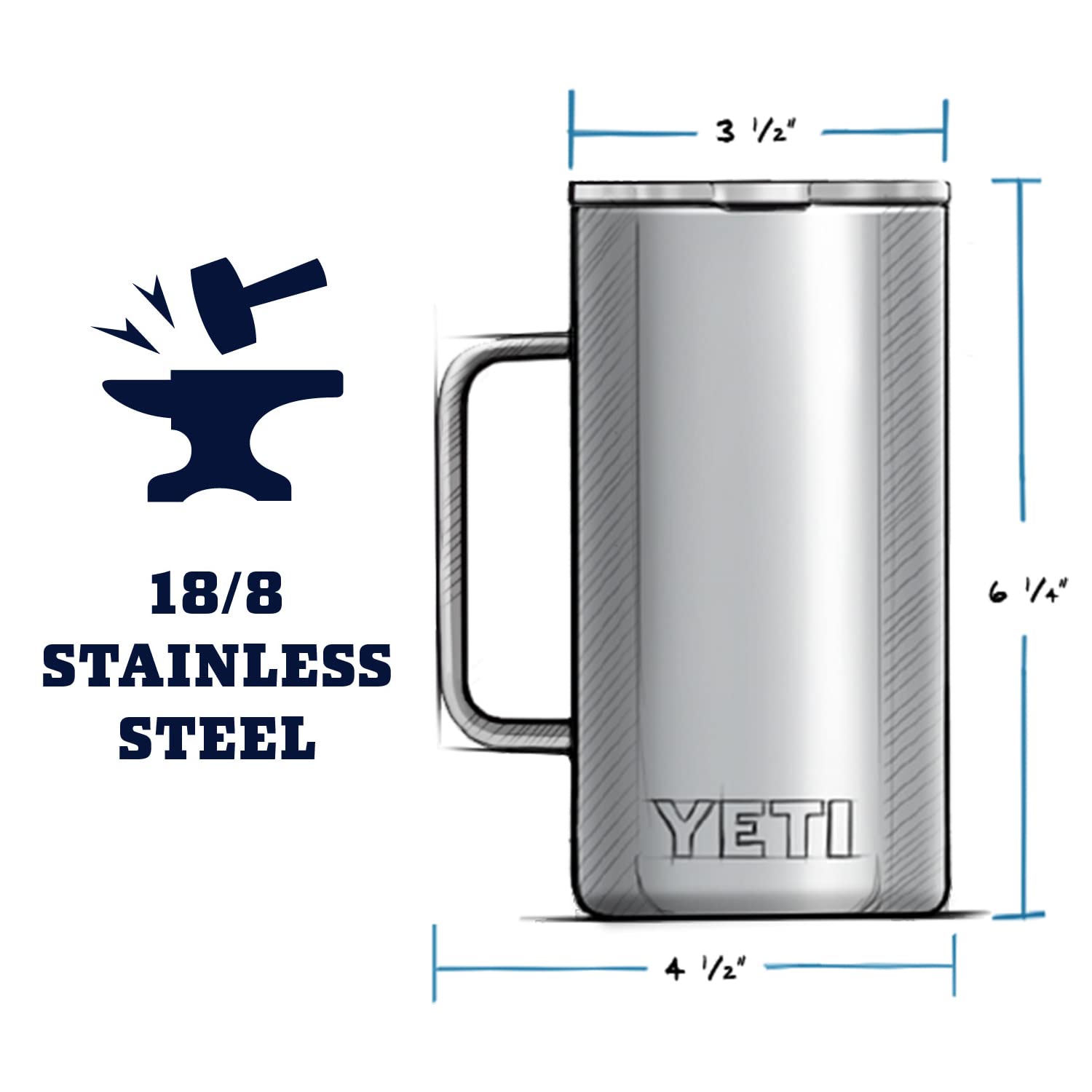 YETI Rambler 24 oz Mug in hand with handle, comfortable grip for on-the-go sipping