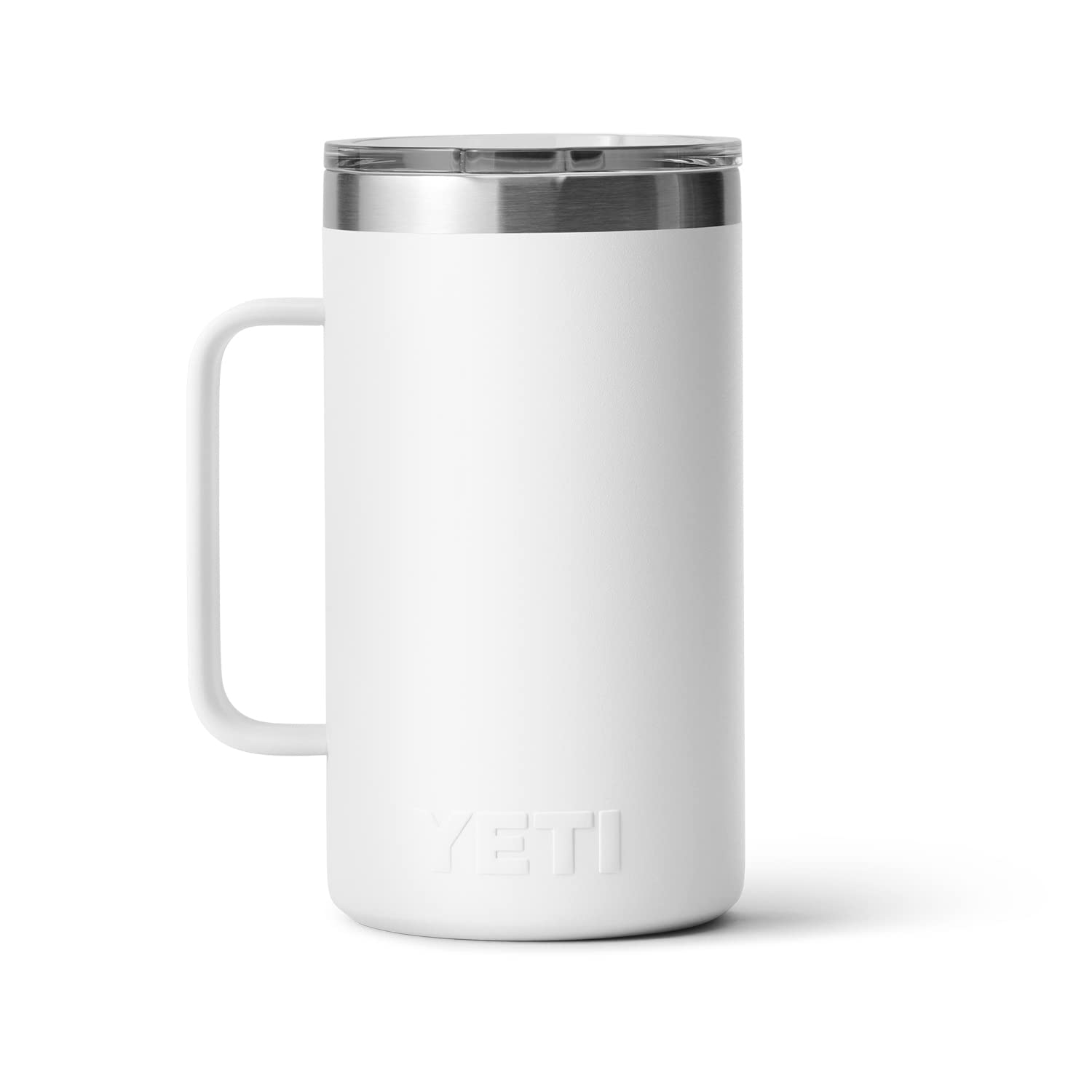 YETI Rambler 24 oz Mug side profile, vacuum-insulated stainless steel for temperature retention