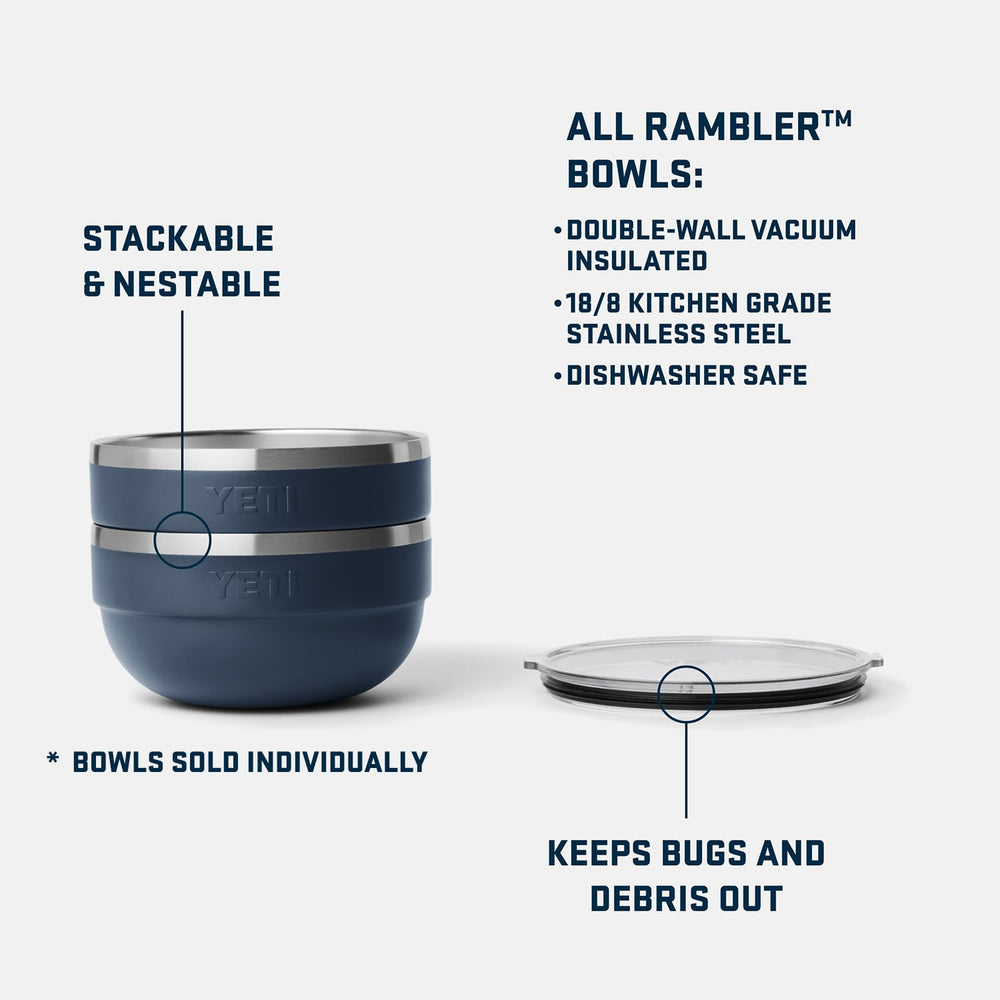 YETI Rambler Bowls stainless steel construction resists punctures and rust