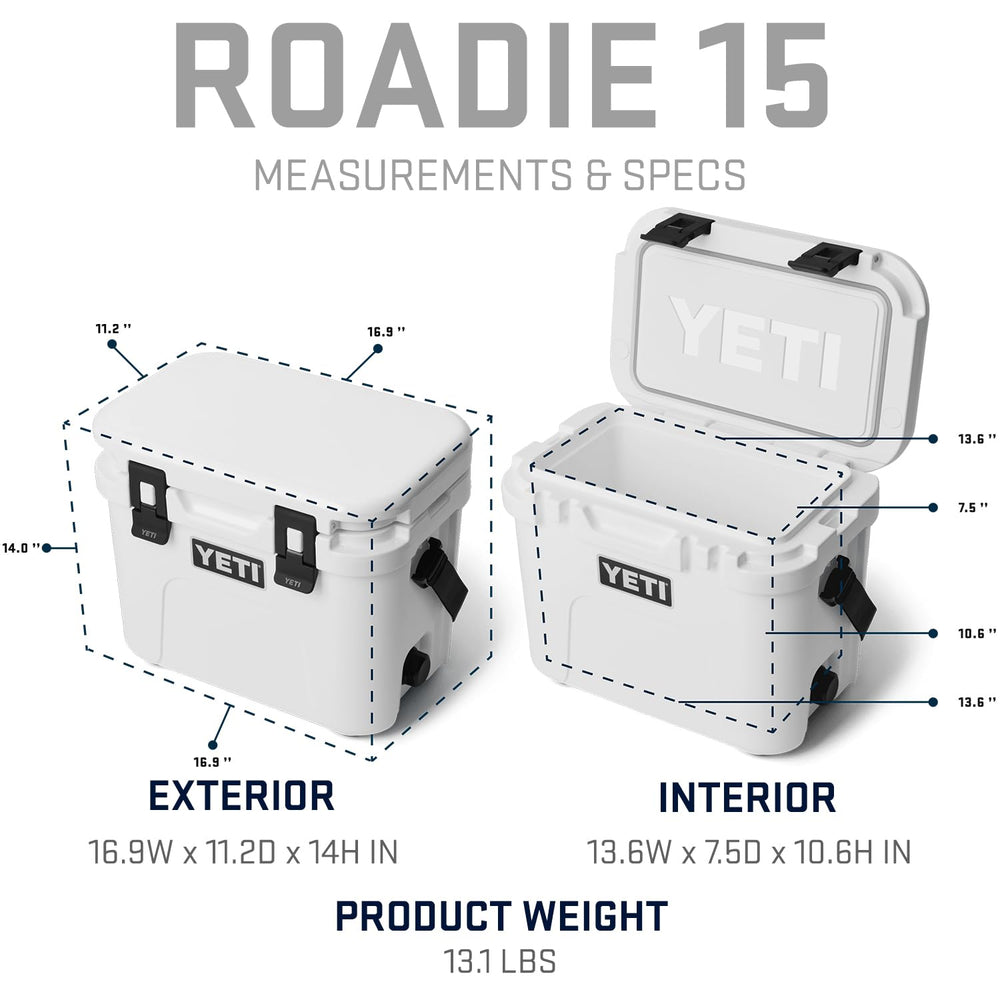 YETI Roadie 15 BearFoot non-slip feet prevent sliding on decks and boat interiors.