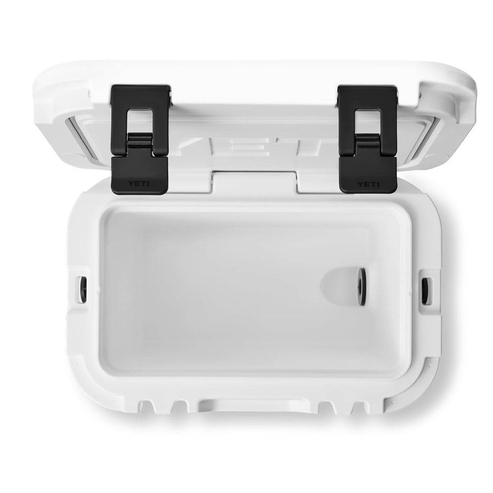 YETI Roadie 15 side profile, compact footprint fits tight spaces on boats and rides.