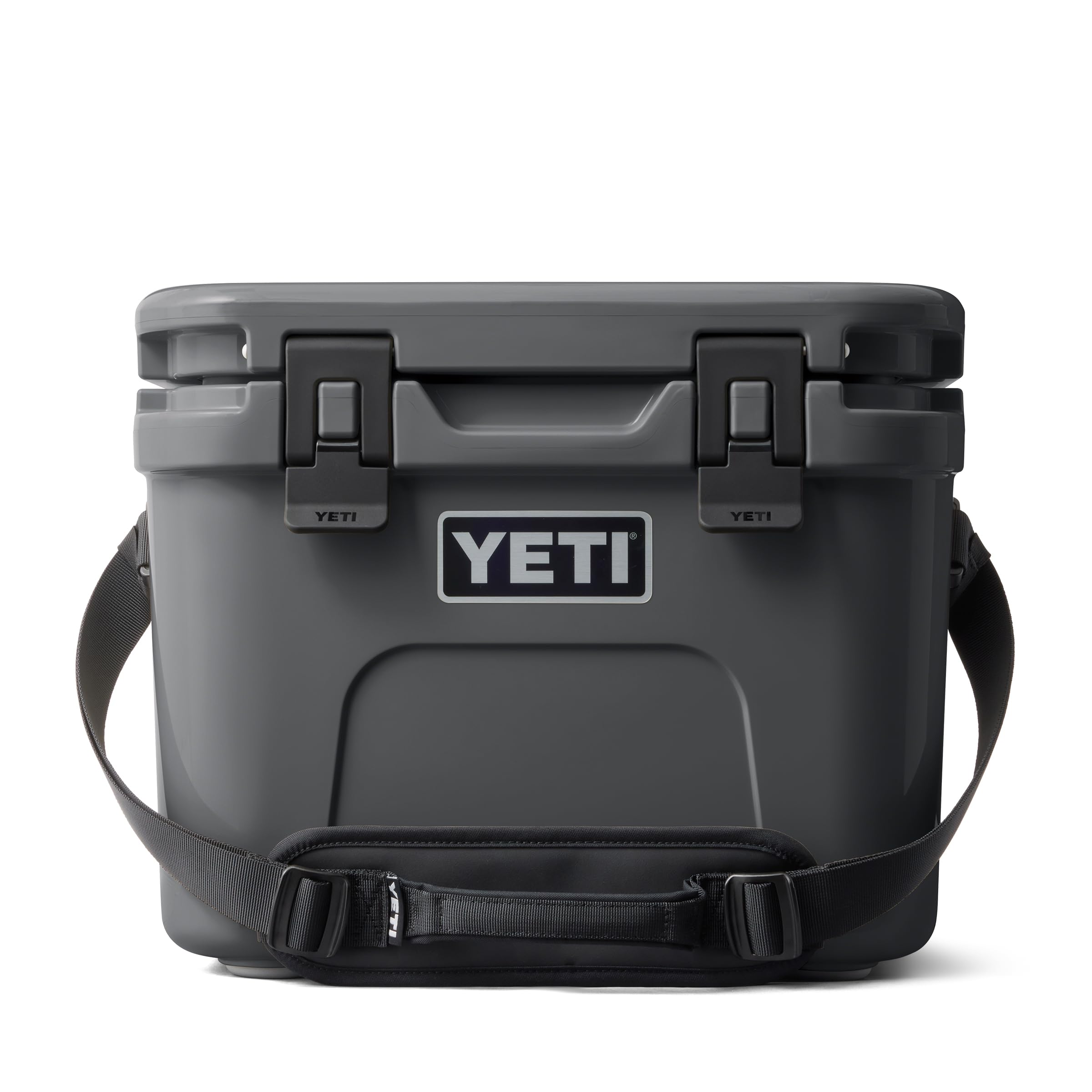 YETI Roadie 15 side-view shows compact cooler for road trips and picnics.