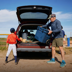 YETI Roadie 32 navy bearfoot feet keep the cooler from sliding on deck.