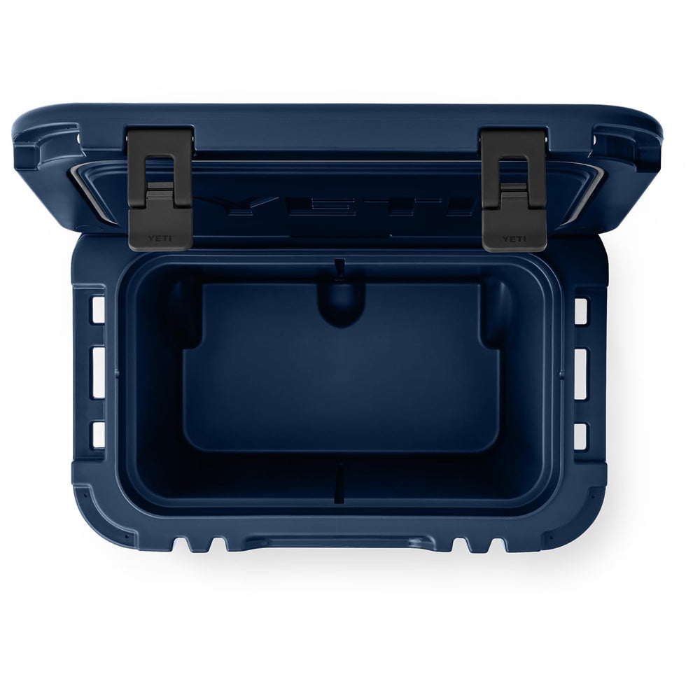 YETI Roadie 32 navy lipgrip handles help lift with minimal fuss.