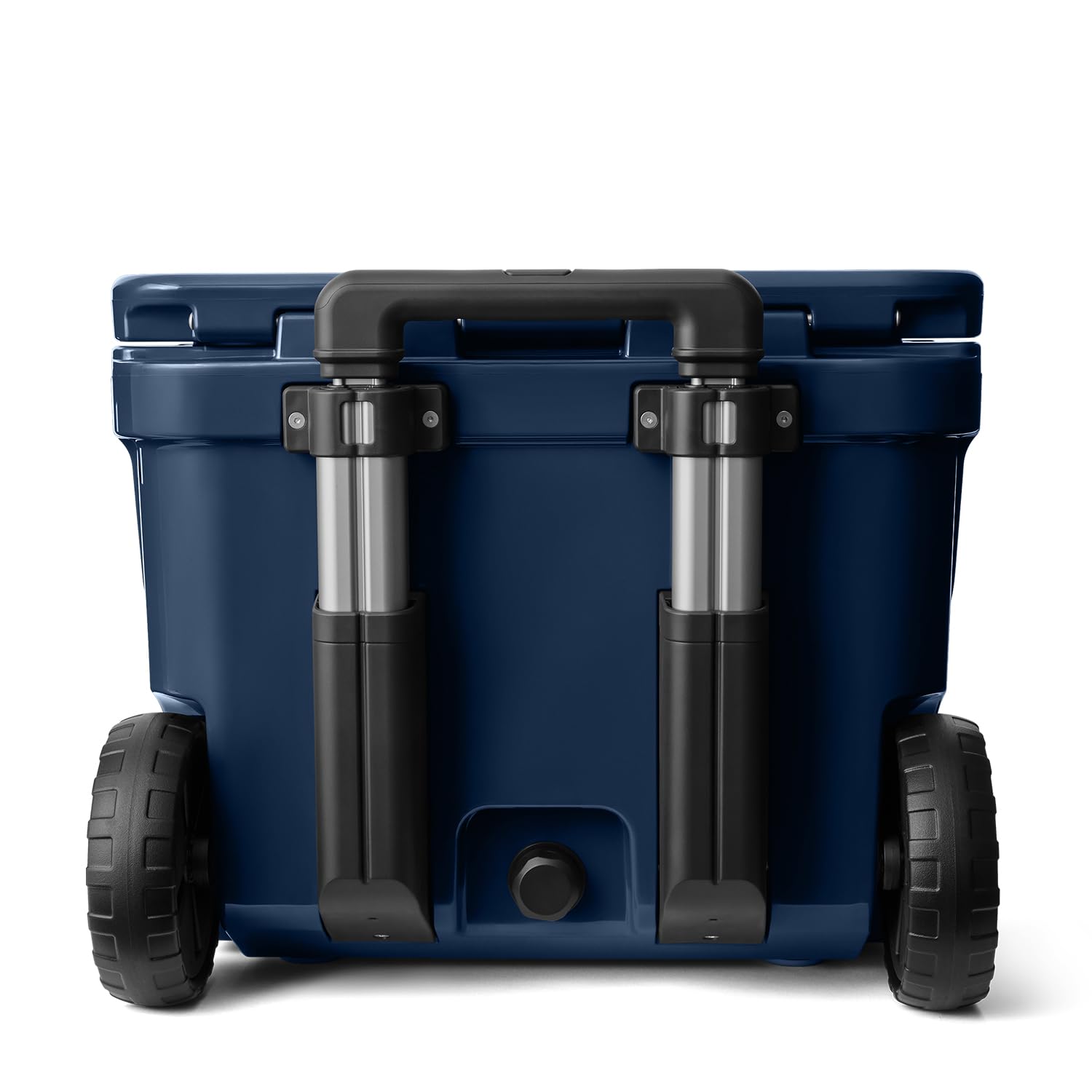 YETI Roadie 32 navy periscope handle in action for flexible height.