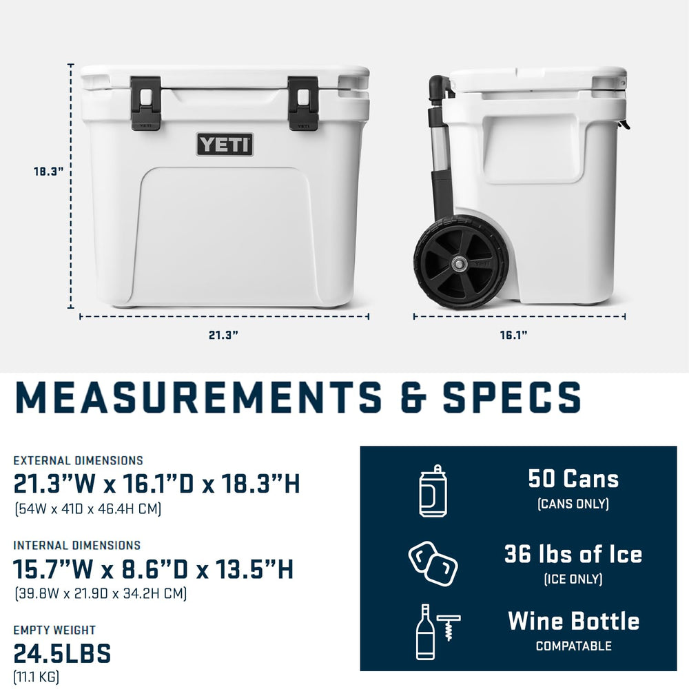 YETI Roadie 32 navy compact design fits small trunks for easy trips.