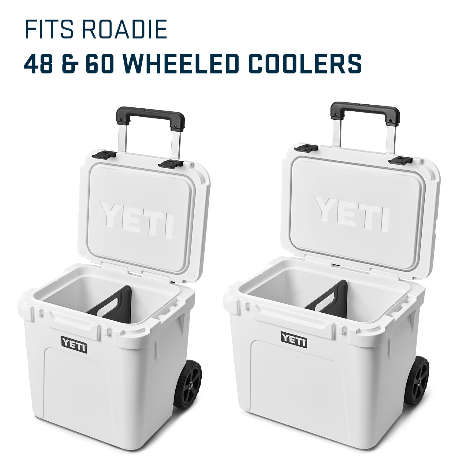 YETI Roadie divider seated in cooler grooves for neat separation