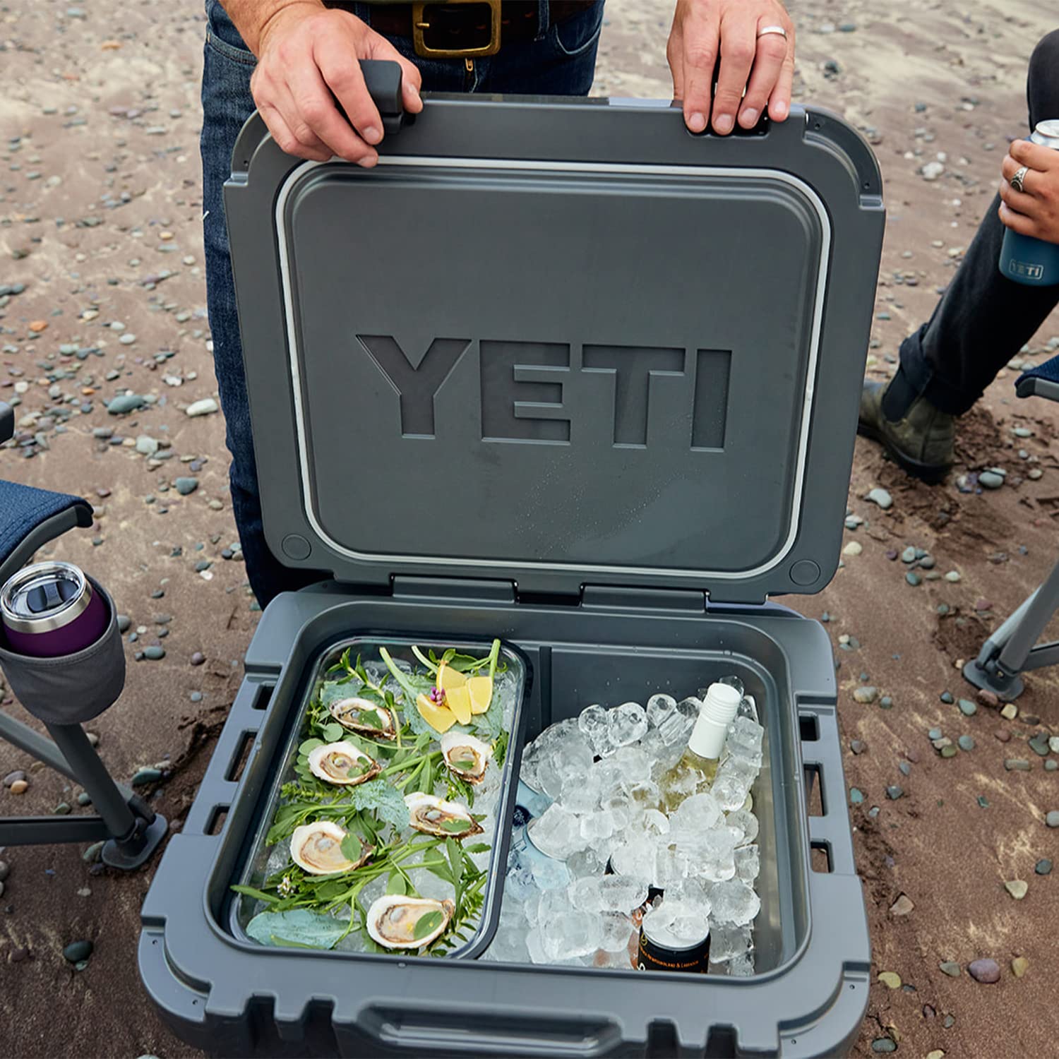Dishwasher-safe YETI Roadie basket for easy cleanup after trips.