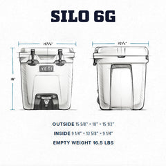 YETI Silo lid-open view showcases roomy six-gallon capacity and reliable sealing.