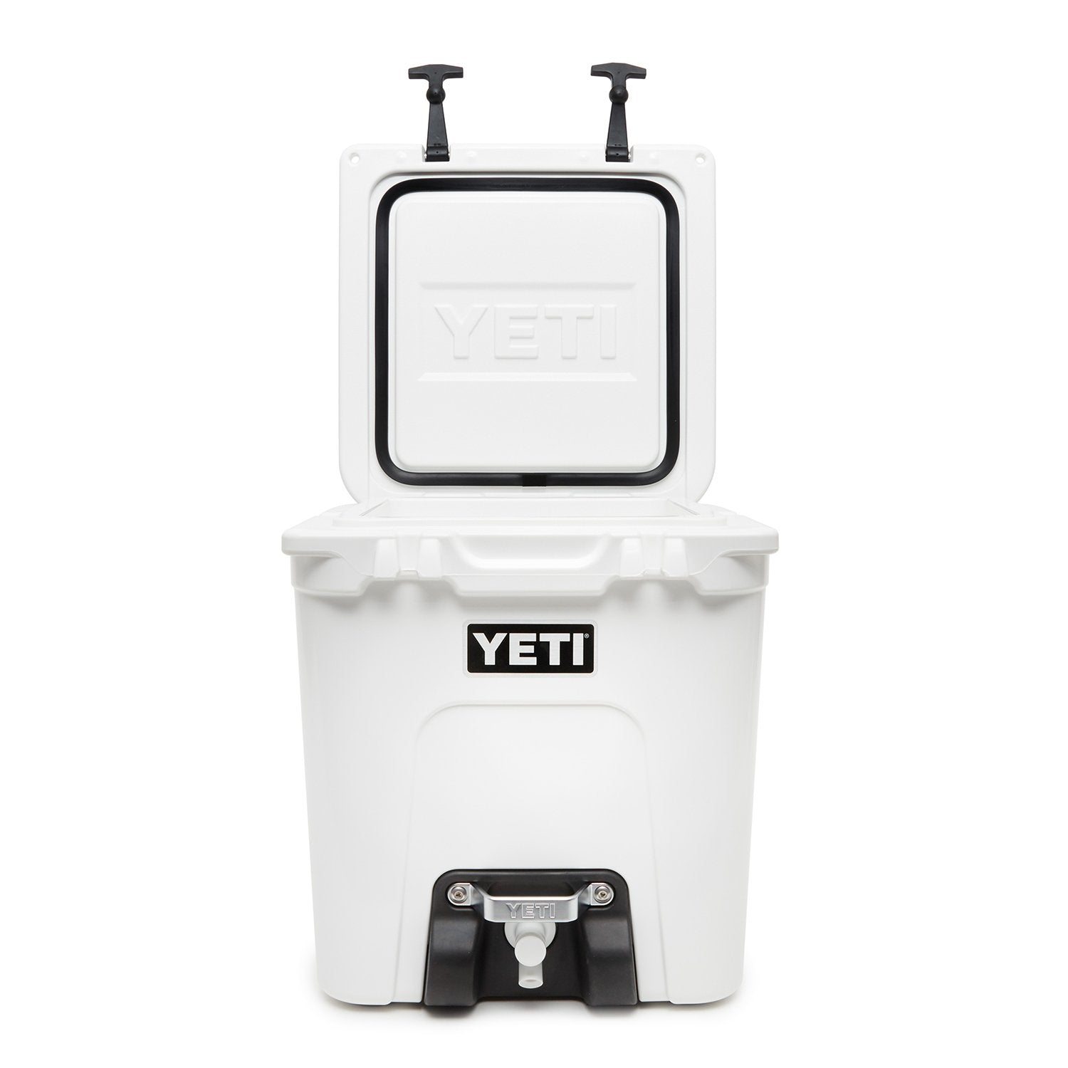 YETI Silo spigot closeup highlights the fast-flow SurePour for quick fills.