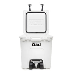 YETI Silo spigot closeup highlights the fast-flow SurePour for quick fills.