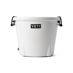 YETI Tank 45 bucket cooler white front view, keeps drinks icy for gatherings.