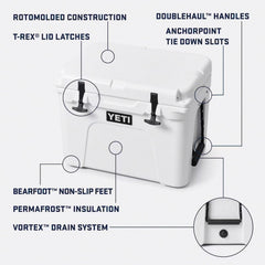 YETI Tundra 35 cooler with lid open highlights easy access and 20-can capacity