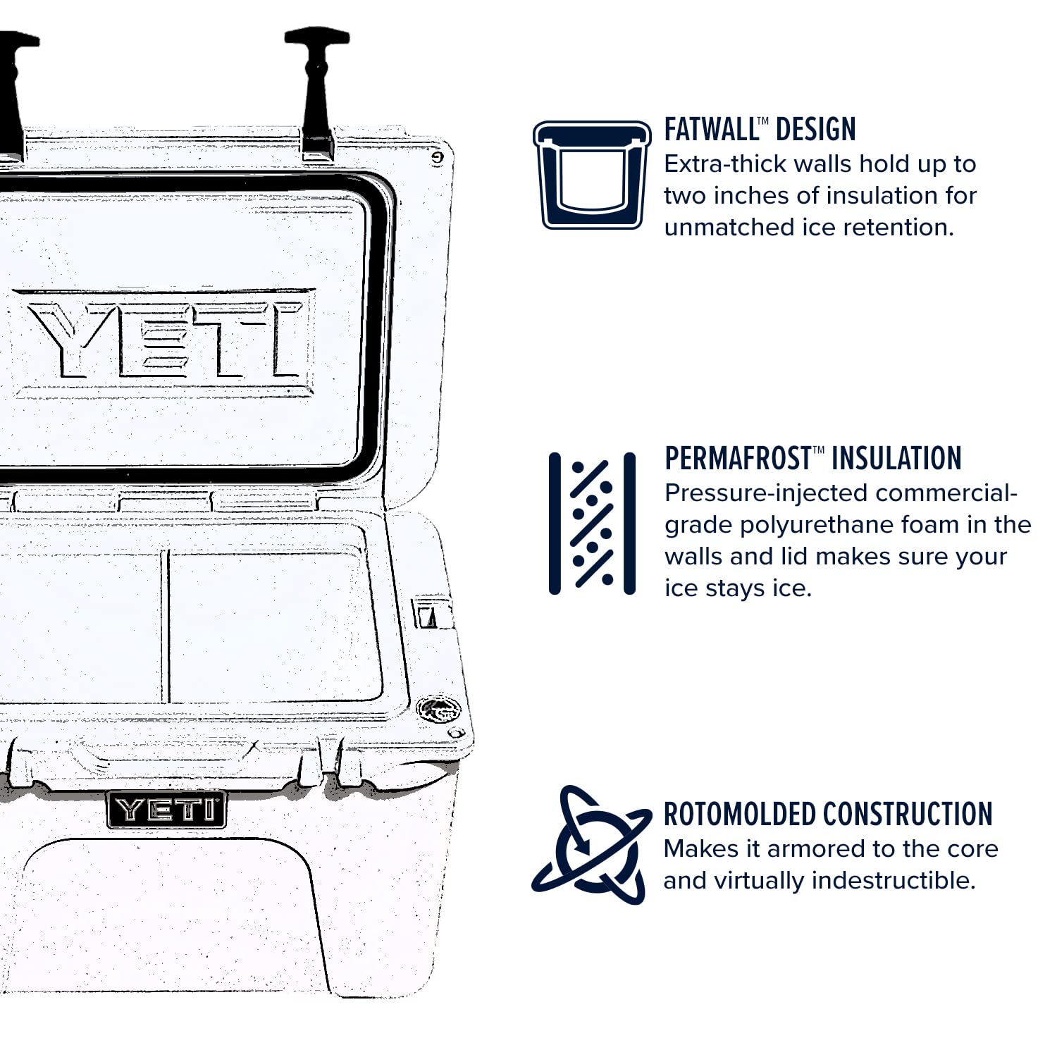 YETI Tundra 35 Desert Tan interior with PermaFrost insulation visible