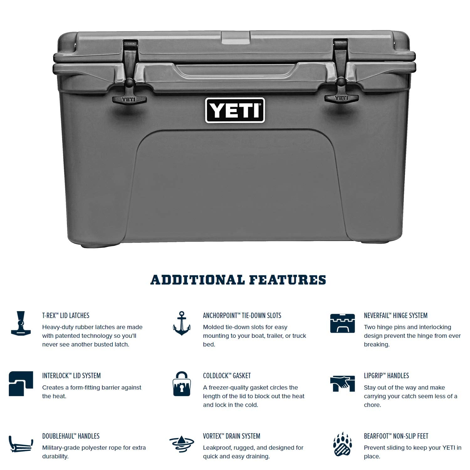 YETI Tundra 45 with rugged latches in action, reliable lid closure.