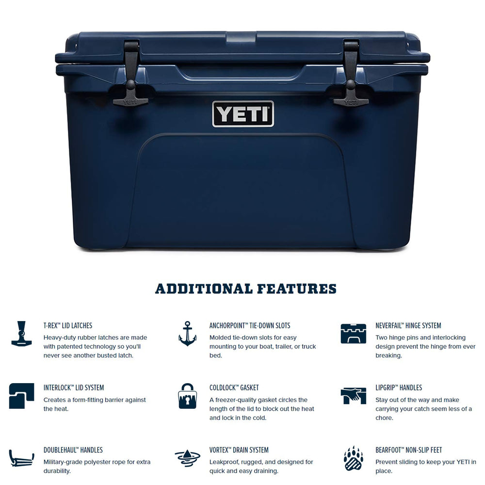 YETI Tundra 45 rotomolded construction emphasizes rugged durability in rough terrain.