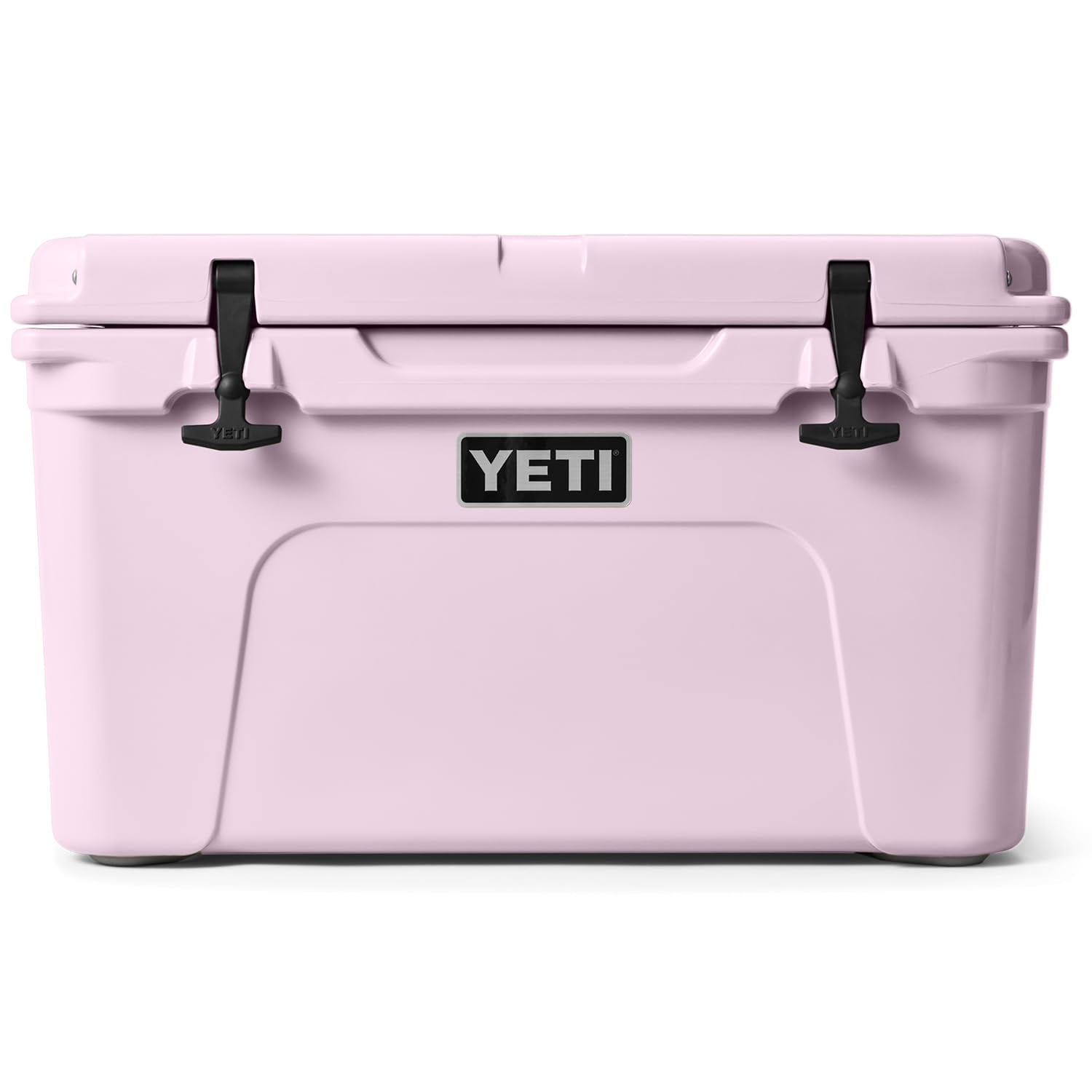 YETI Tundra 45 cooler side view in Cherry Blossom ideal for rugged outdoor storage on camping trips