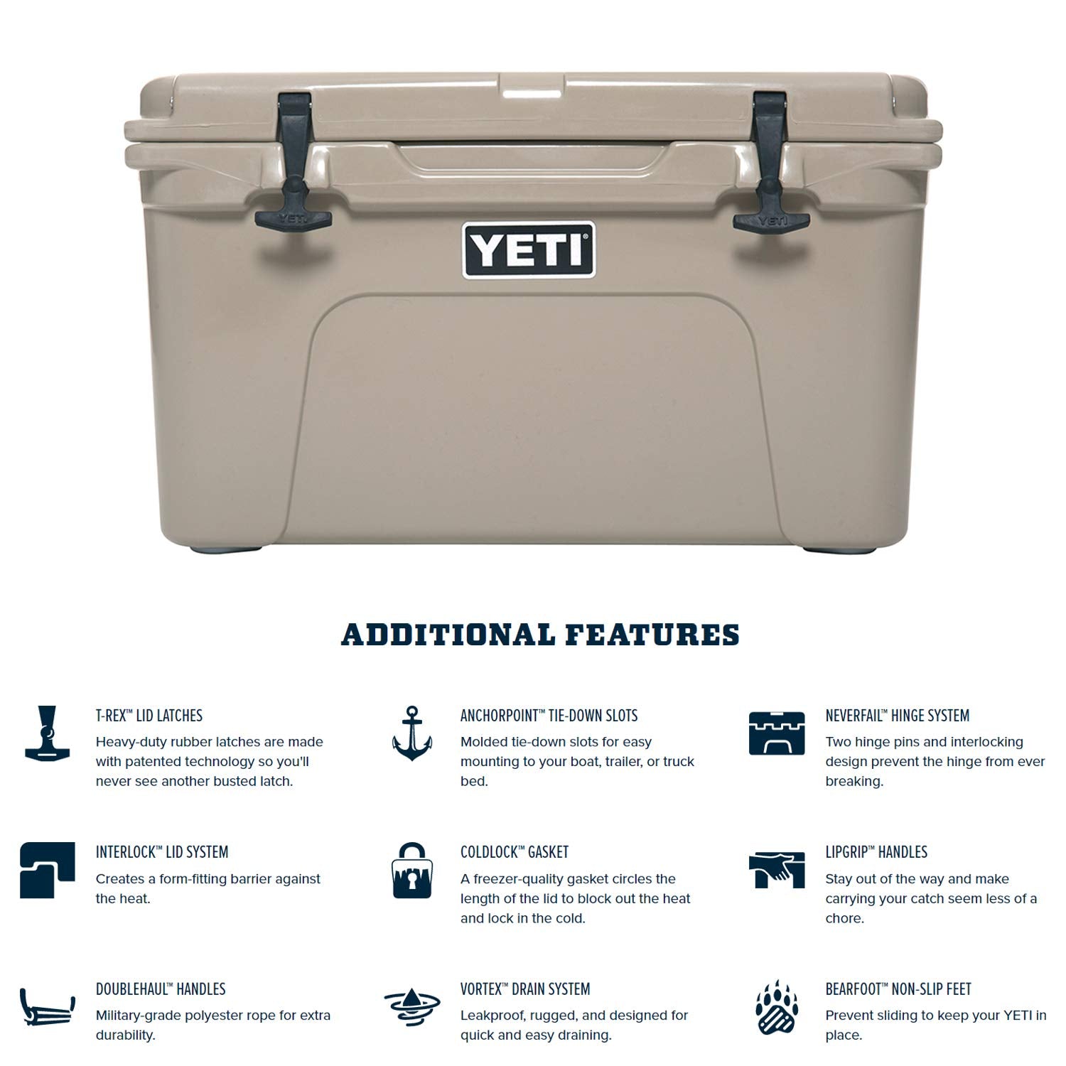 YETI Tundra 45 Desert Tan dry goods basket keeps small items organized