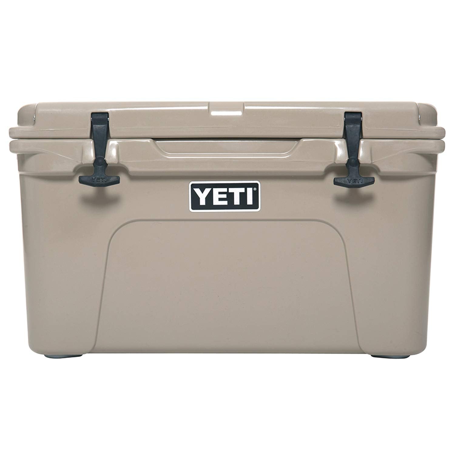 YETI Tundra 45 Desert Tan lid latches secure contents on rugged trips