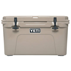 YETI Tundra 45 Desert Tan lid latches secure contents on rugged trips