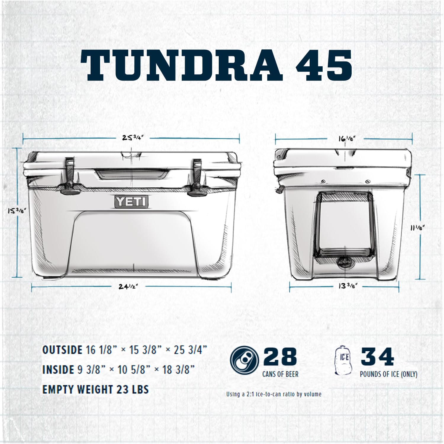YETI Tundra 45 Desert Tan rotomolded construction resists impact for outdoor adventures