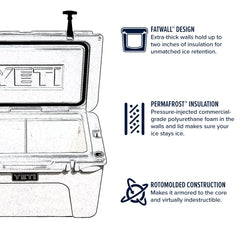 YETI Tundra 45 lid latches highlight robust T-Rex design.