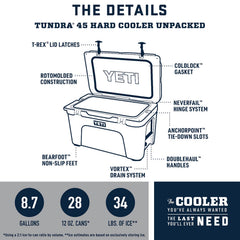 YETI Tundra 45 cooler lid open in Cherry Blossom for easy access on the go