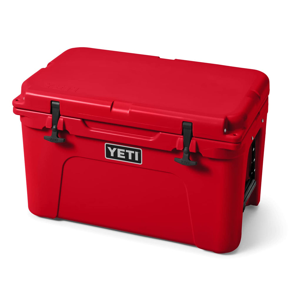 YETI Tundra 45 Rescue Red rotomolded construction highlighting durability
