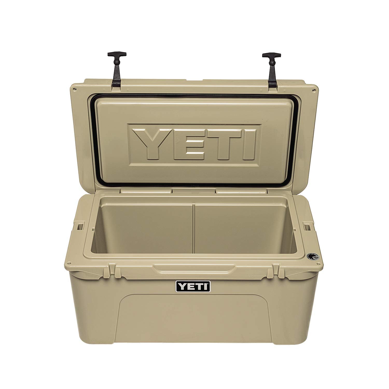 YETI Tundra 65 Desert Tan dry goods basket included for organized packing.