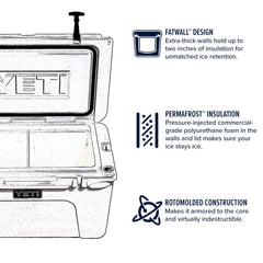 YETI Tundra 65 Desert Tan FatWall design signals protective insulation and strength.