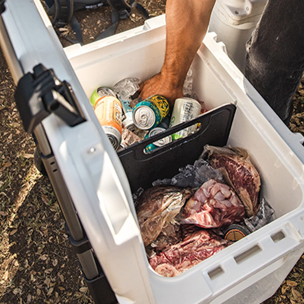 YETI Tundra divider doubles as a cutting board when not in use.