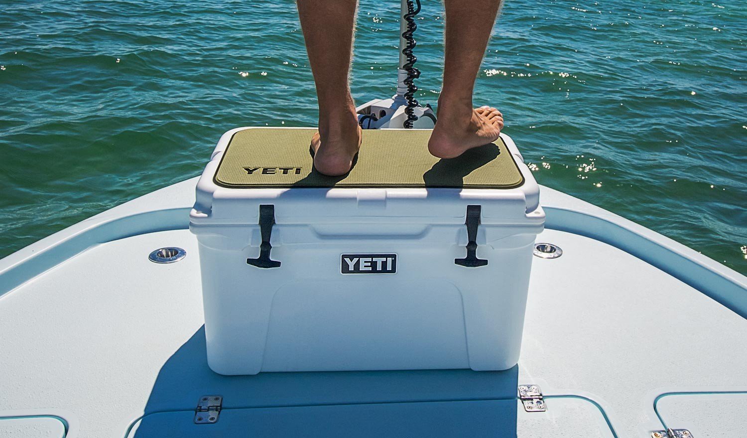 YETI Seadek installed on the cooler for a cohesive olive-green look.