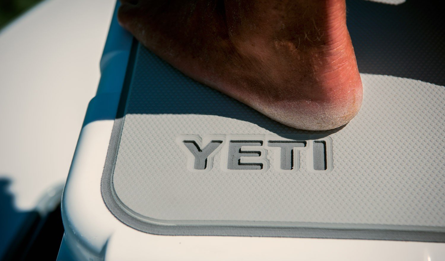 YETI SeaDek cool gray color, close-up, complements marine gear aesthetics.