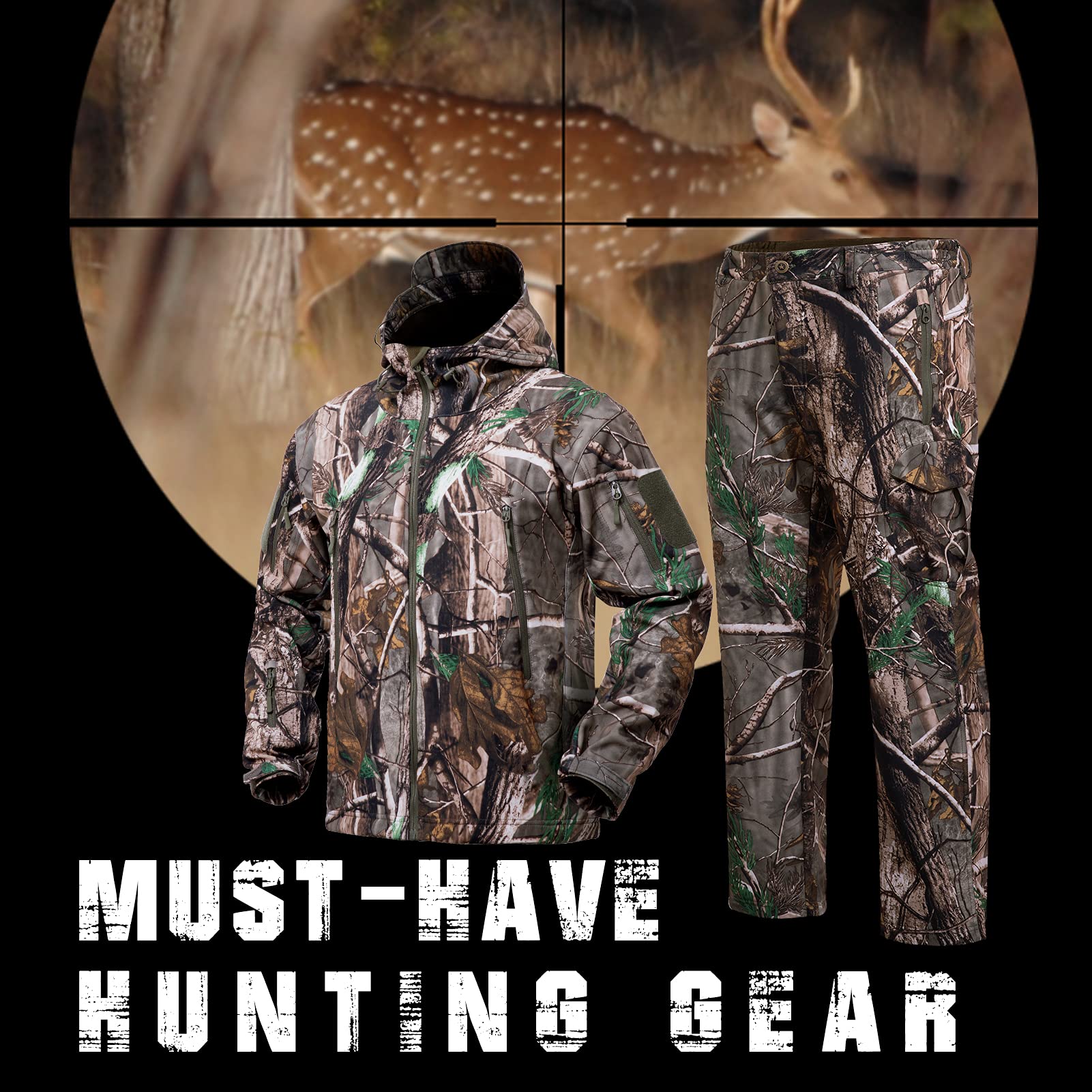 YEVHEV water-shedding camo fabric keeps you dry in light rain.
