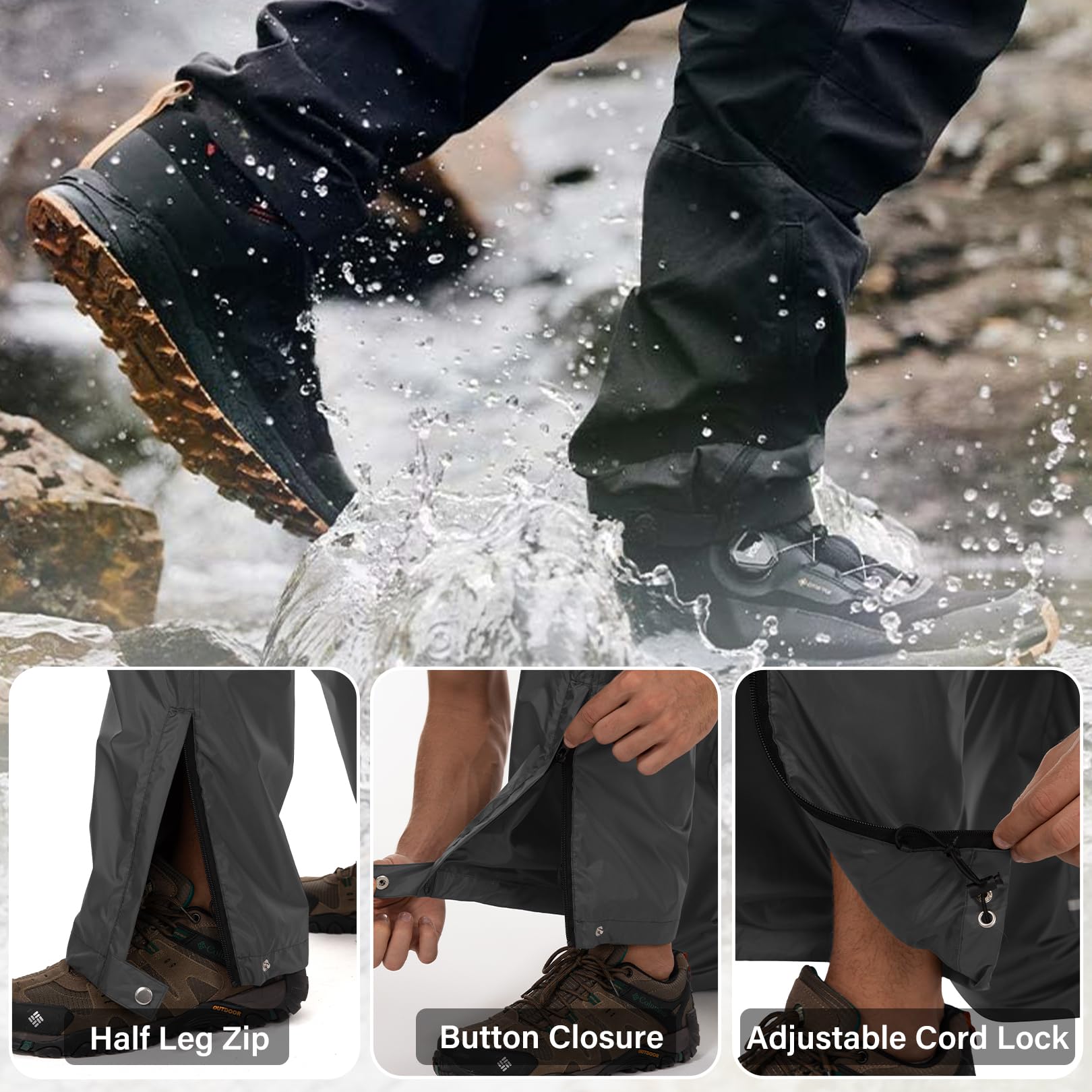 Yevtzl hiking and fishing rain pants versatile outdoor gear
