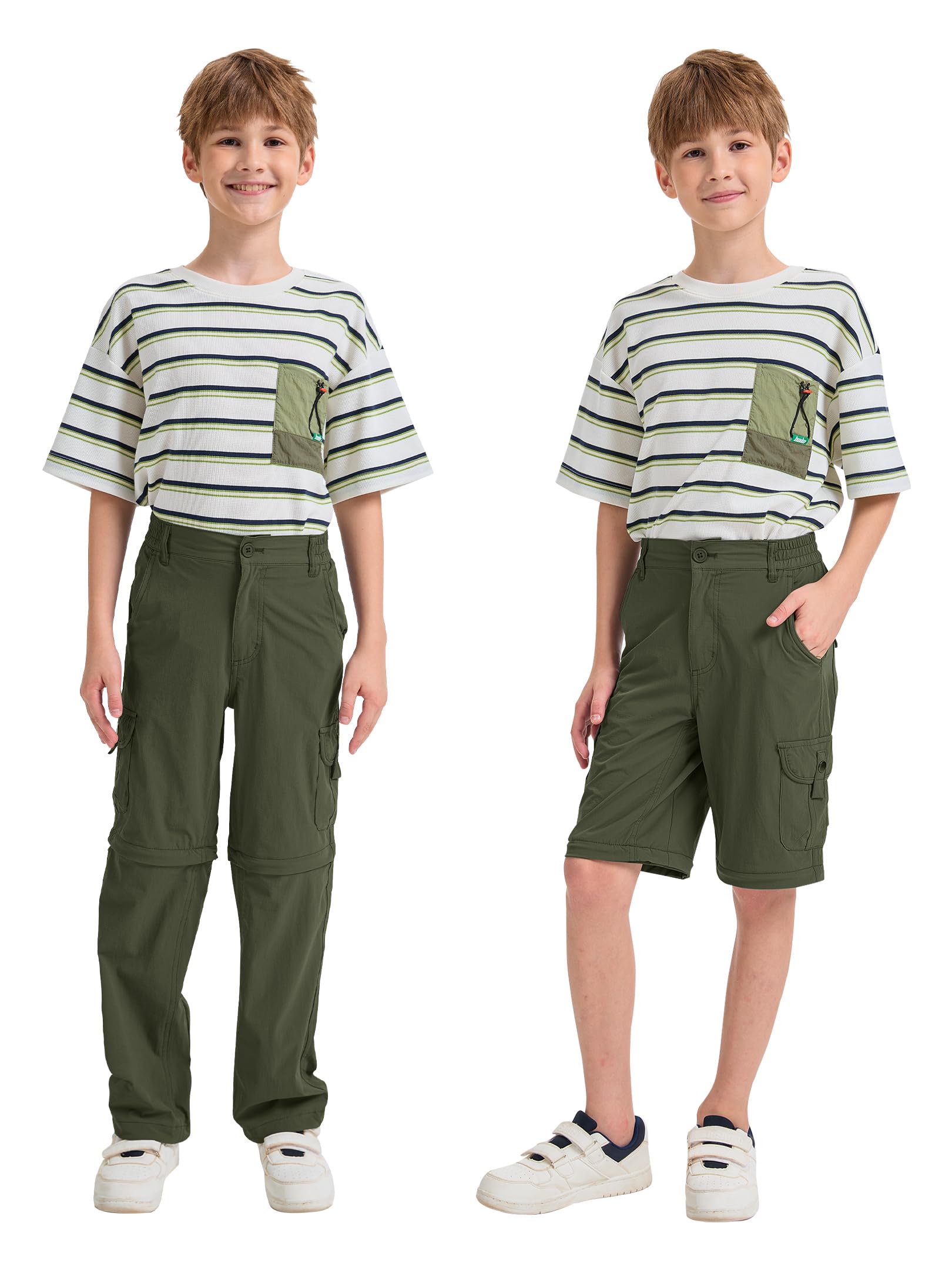 Yevtzl kids cargo pants in quick-dry fabric to stay comfy after water play.