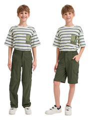 Yevtzl kids cargo pants in quick-dry fabric to stay comfy after water play.