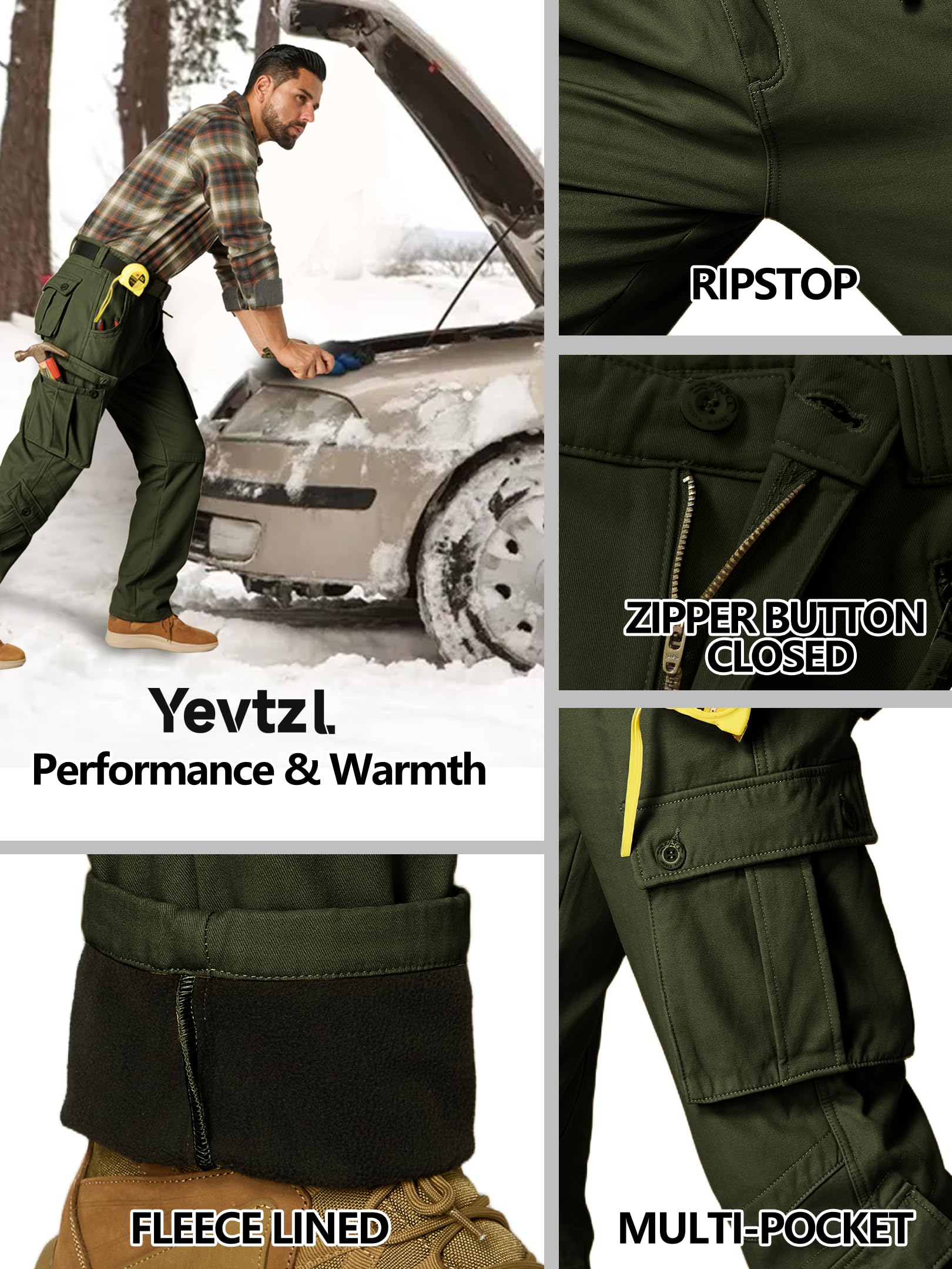 Yevtzl army-green cargo pants ideal for camping and hiking across cold seasons.