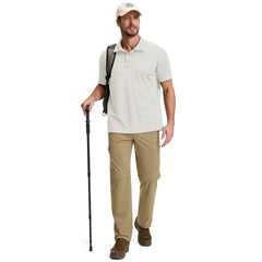 Yevtzl men's convertible hiking pants pocket layout highlighting seven secure pockets for essentials.