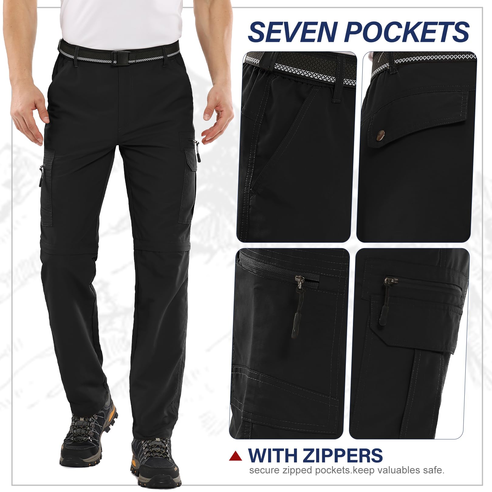 Yevtzl waterproof, quick-dry pants suitable for hiking, camping, and fishing.