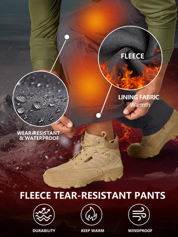 Yevtzl men's fleece-lined tactical pants fabric detail highlights blended fibers for durability and flexibility