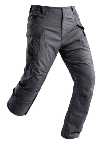 Yevtzl men's fleece-lined tactical pants front view showing durable shell and warm lining for cold weather