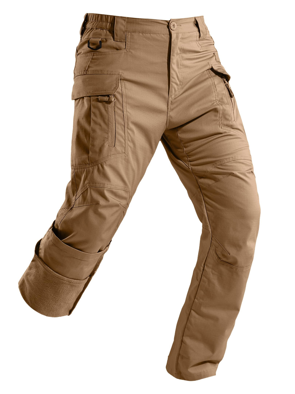 Yevtzl men's fleece-lined tactical pants front view for warmth and rugged outdoor use