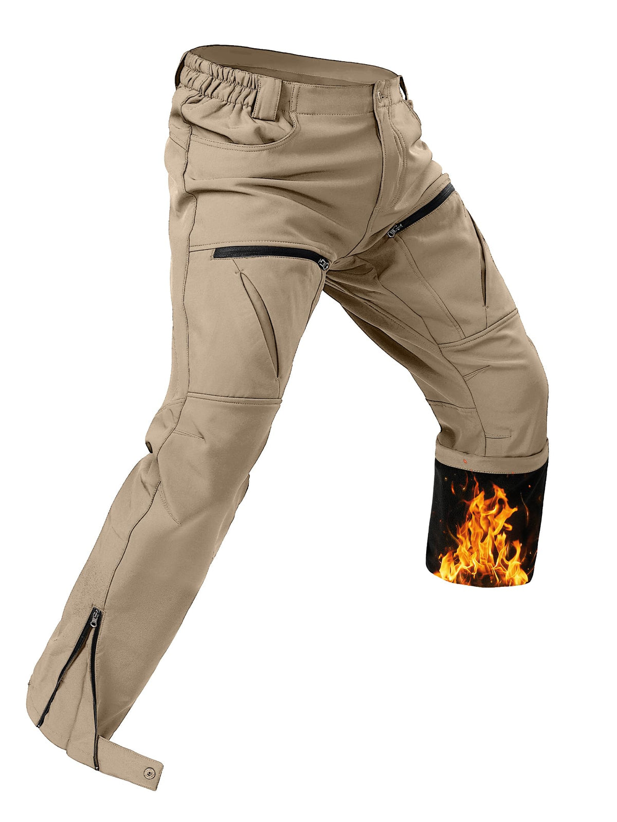 Yevtzl fleece-lined waterproof snow pants—front view, ready for cold-weather outdoor adventures.