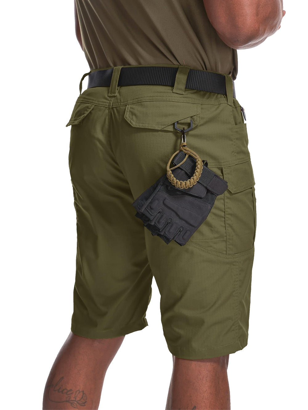 Yevtzl men's hiking cargo shorts back pocket detail shows secure storage for essentials