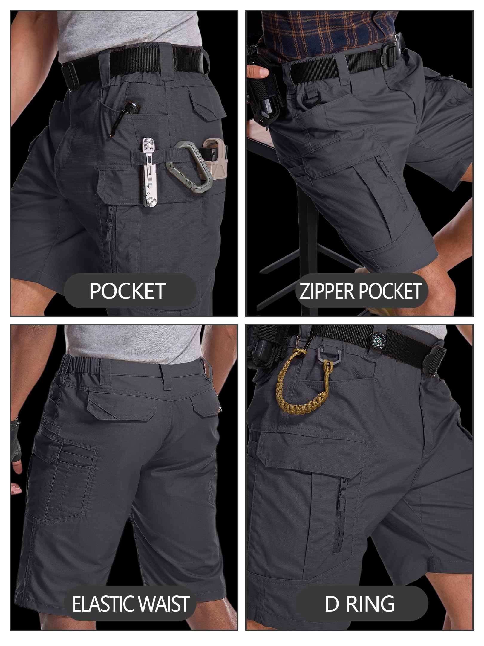 Yevtzl mens hiking cargo shorts back pockets for secure small-item storage during activities.
