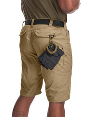 Yevtzl mens hiking cargo shorts back view with roomy cargo pockets for gear.