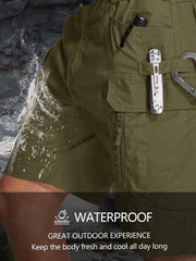 Yevtzl men's hiking cargo shorts pocket closure demonstrates organized multi-pocket design in action