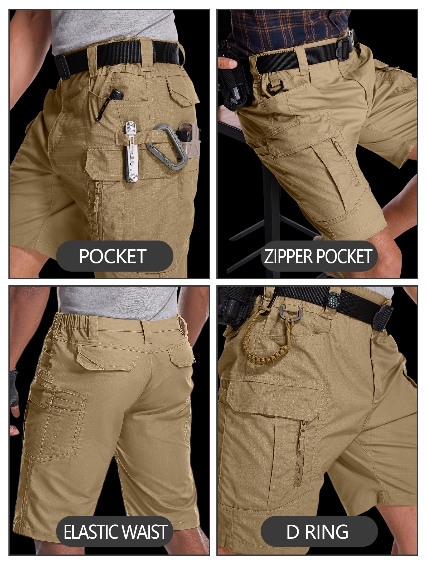 Yevtzl mens hiking cargo shorts waterproof fabric for quick-dry performance.