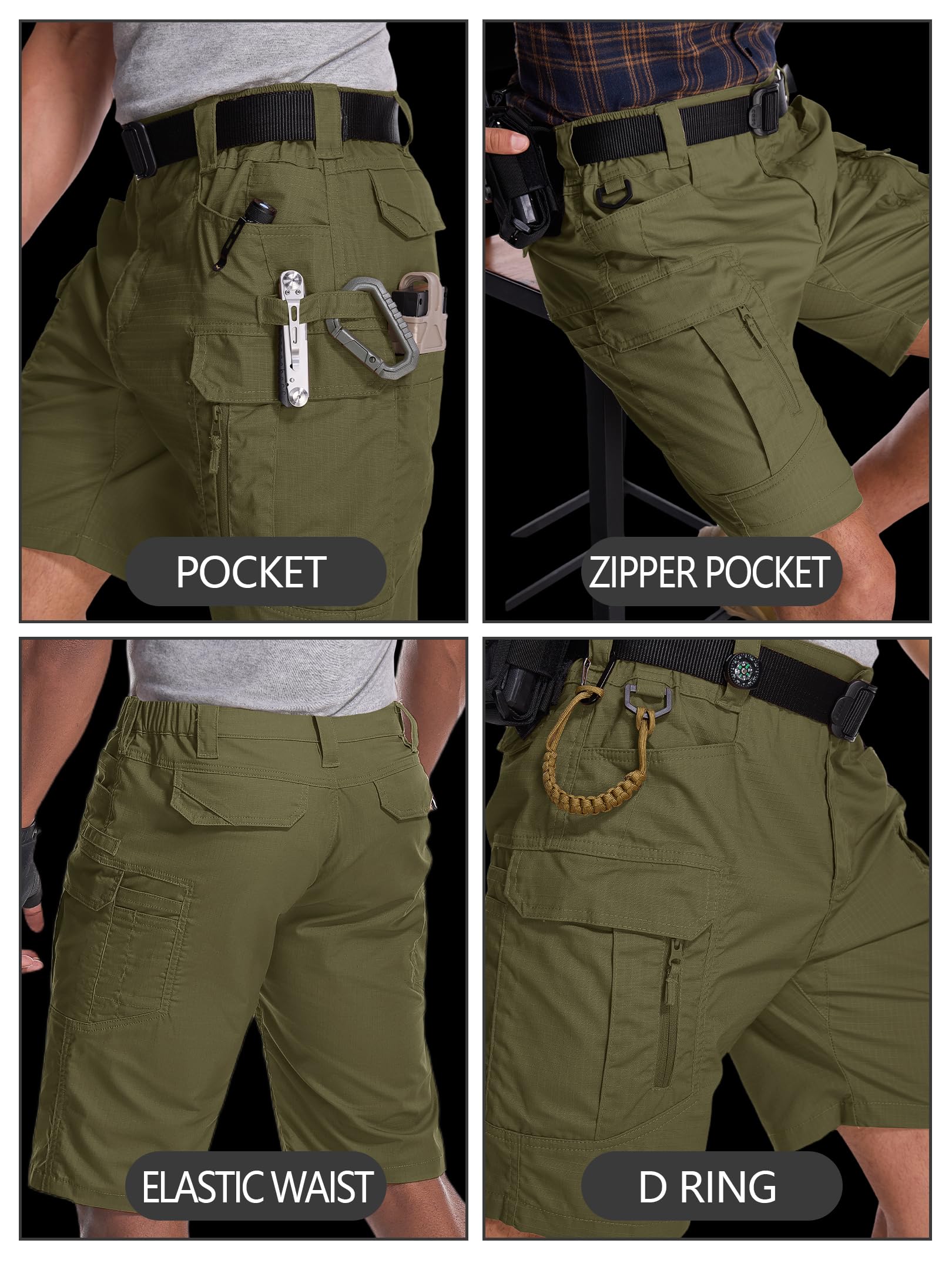 Yevtzl men's hiking cargo shorts waterproof quick-dry fabric supports rain-ready adventures